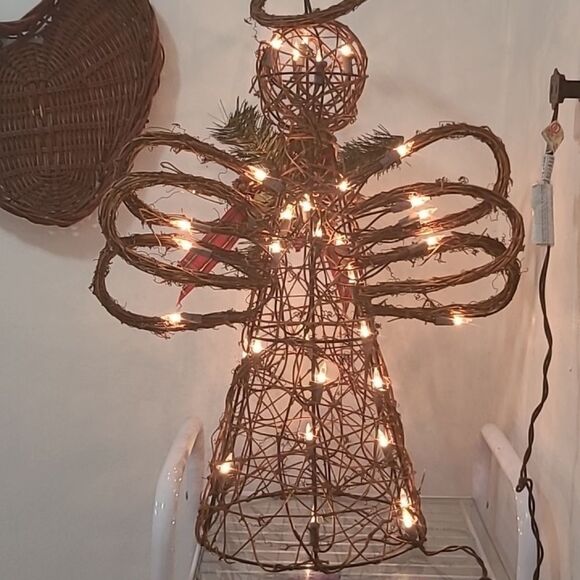 Rustic Holiday Angel with Lights - Picture 5 of 7